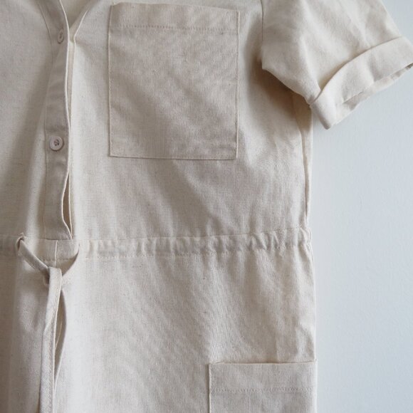 PRINCESS POLLY Linen Blend Utility Boilersuit Jumpsuit in Oatmeal - Size US 4 - Picture 8 of 16